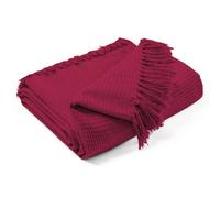 Ehc Waffle Cotton Woven King Size Sofa Throw 3 Seater Sofa/ Chair/ Double Bed, 228 X 254 Cm, Wine