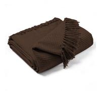 Ehc Waffle Cotton Woven Large Sofa Throw 2 Seater Chair/ Sofa/ Bed 178 X 254 Cm, Chocolate