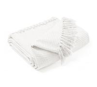Ehc Waffle Cotton Woven Large Sofa Throw 2 Seater Chair/ Sofa/ Bed 178 X 254 Cm, Ivory
