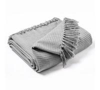 Ehc Waffle Cotton Woven Large Sofa Throw 2 Seater Chair/ Sofa/ Bed 178 X 254 Cm, Smoke