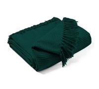 Ehc Waffle Cotton Woven Super Giant Sofa Throw, Up To 4 Seater Sofa/ Super King Size Bed 250 X 380 Cm, Dark Green