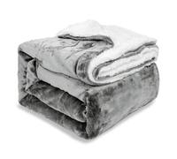 Ehc Warm & Soft Sherpa Flannel Fleece Microfiber Blanket, Double Bed, Dark Grey - 150 Cm X 200 Cm