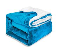 Ehc Warm & Soft Sherpa Flannel Fleece Microfiber Blanket, Double Bed, Turquoise - 150 Cm X 200 Cm