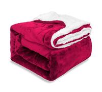 Ehc Warm & Soft Sherpa Flannel Fleece Microfiber Blanket, Double Bed, Wine - 150 Cm X 200 Cm