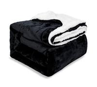Ehc Warm & Soft Sherpa Flannel Fleece Microfiber Blanket, King Size, Black - 200 Cm X 240 Cm