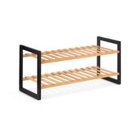 EHC Woodluv 2 Tier Natural Bamboo Shoe Rack Stand Shelf Shelving Hallway, Bedroom, Bathroom, Living Room Organizer, 69 X 26 X 31 (H)Cm