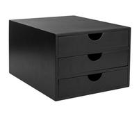 EHC Woodluv 3 Drawer Bamboo Home Office Desktop Tidy A4 Sturdy Stationary Storage Organiser Unit, Black - W25 X D33 X H18.5Cm
