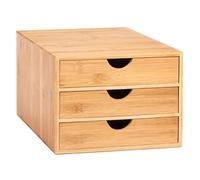 EHC Woodluv 3 Drawer Bamboo Home Office Desktop Tidy A4 Sturdy Stationary Storage Organiser Unit, W25 X D33 X H18.5Cm