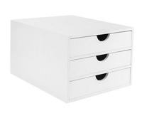 EHC Woodluv 3 Drawer Bamboo Home Office Desktop Tidy A4 Sturdy Stationary Storage Organiser Unit, White - W25 X D33 X H18.5Cm