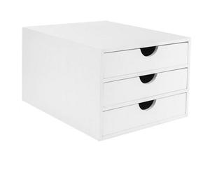 EHC Woodluv 3 Drawer Bamboo Home Office Desktop Tidy A4 Sturdy Stationary Storage Organiser Unit, White - W25 X D33 X H18.5Cm