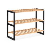 EHC Woodluv 3 Tier Natural Bamboo Shoe Rack Stand Shelf Shelving Hallway, Bedroom, Bathroom, Living Room Organizer, 70X26X55(H) Cm