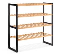 EHC Woodluv 4 Tier Natural Bamboo Shoe Rack Stand Shelf Shelving Hallway, Bedroom, Bathroom, Living Room Organizer Holder Storage