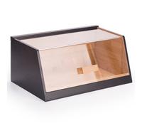EHC Woodluv Black Bamboo Bread Box With Acrylic Lid, 35 X 21.5 X 15.3 Cm