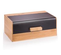 EHC Woodluv Black Bamboo Bread Storage Box With Hinged Black Top Lid, 36 X 22 X 14 Cm