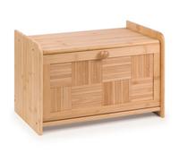 EHC Woodluv Bread Bin Countertop Bread Storage For Kitchen With Drop Down Front Lid, 23 X 38 X 24 Cm