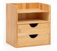 EHC Woodluv Desktop Organiser With 2 Drawers, Mini Shelf Storage Box, Drawer Storage For Home, Office Supplies, 23.5 X 16 X 21(H) Cm