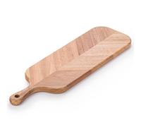 EHC Woodluv Herringbone Acacia Wood Serving Board Platter With Handle, Chopping Cutting Board, Cheese, 41 X 12 X 1.5 Cm