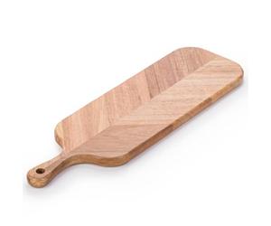 EHC Woodluv Herringbone Acacia Wood Serving Board Platter With Handle, Chopping Cutting Board, Cheese, 41 X 12 X 1.5 Cm