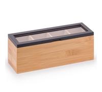 EHC Woodluv Tea Box, Tea Bag Organiser, Tea Box For Tea Bags, Tea Bag Holder, Tea Caddy, 4 Section Tea Caddy, Black