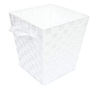 EHC Woodluv Woven Waste Paper Bin Basket With Hollow Handle - White