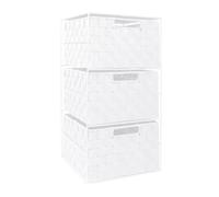 EHC Woven 3 Drawer Storage Unit Cabinet For Bathroom, Bedroom - White