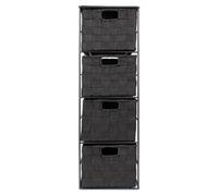 Ehc Woven 4 Drawer Storage Unit Cabinet For Bathroom, Bedroom - Black