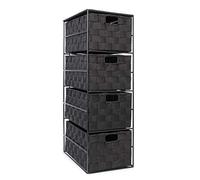 EHC Woven 4 Drawer Storage Unit Cabinet For Bathroom, Bedroom - Black