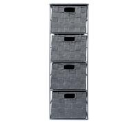 Ehc Woven 4 Drawer Storage Unit Cabinet For Bathroom, Bedroom - Grey