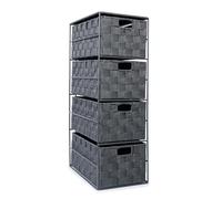 EHC Woven 4 Drawer Storage Unit Cabinet For Bathroom, Bedroom - Grey