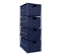 EHC Woven 4 Drawer Storage Unit Cabinet For Bathroom, Bedroom - Navy Blue