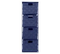 Ehc Woven 4 Drawer Storage Unit Cabinet For Bathroom, Bedroom - Navy Blue