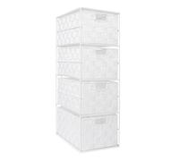 EHC Woven 4 Drawer Storage Unit Cabinet For Bathroom, Bedroom - White