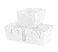 EHC Storage Baskets set of 3, Storage baskets for shelves, Storage Boxes Storage Organiser Hamper Basket, White