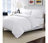 EHD 100% Egyptian Cotton 400 Thread Count Super Soft Luxurious Plain Duvet Cover Sets Reversible Bedding Sets (White, Super King)
