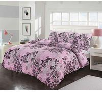 EHD Amelia Floral Pattern Luxurious Modern Style Duvet Cover Sets Reversible Bedding Sets NZ (Lilac, King Duvet Set)