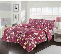 EHD Amelia Floral Pattern Luxurious Modern Style Duvet Cover Sets Reversible Bedding Sets NZ (Red, King Duvet Set)