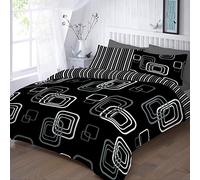 EHD Blake Stripes Design Modern Style Duvet Cover Sets Quilt Cover Sets Reversible Bedding Sets NZ (Black, Double)