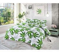 EHD Cannabis Leaf Pattern Luxurious Modern Style Duvet Cover Sets Reversible Bedding Sets NZ (White/Green, King Duvet Set)