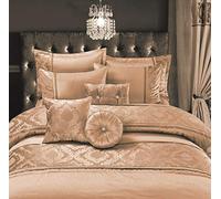 EHD Casablanca Embroidered Style Luxurious Duvet Cover Sets Quilt Cover Sets Bedding Sets (Gold/Mink, Super King Duvet Set)