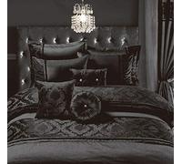 EHD Casablanca Embroidered Style Luxurious Matching Bed Spread With Two Pillowshams (Black, Bed Spread With 2 Pillowshams)