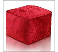 EHD Crushed Velvet Bean Bags Super Soft Living Room Bedroom Foot Rest Stools Pouffes Ottomans Bean Bags (Red)