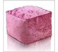 EHD Crushed Velvet Bean Bags Super Soft Living Room Bedroom Foot Rest Stools Pouffes Ottomans Bean Bags (Pink)