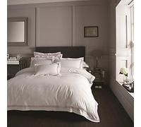 EHD Devore Embroidered Border Designer Style Luxury Duvet Cover Sets Hotel Quality Reversible Bedding Sets (White With Pink Border, Double)