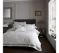 EHD Devore Embroidered Border Designer Style Luxury Duvet Cover Sets Hotel Quality Reversible Bedding Sets (White With Black Border, Single)