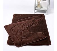EHD Dolphin Design 2 Piece Bath Mat and Pedestal Mat Sets Non Slip Water Absorbent Bathroom Rugs (Chocolate)