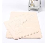 EHD Dolphin Design 2 Piece Bath Mat and Pedestal Mat Sets Non Slip Water Absorbent Bathroom Rugs (Cream)