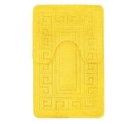 EHD Greek Design 2 Piece Bath Mat and Pedestal Mat Sets Non Slip Water Absorbent Regular Size Bathroom Rugs (Lemon)