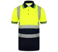 EHD Hi Visibility Polo Two Tone Colour T Shirts Safety Security Hi Viz Breathable Lightweight Short Sleeves Work Polo Tops (3X-Large, Yellow/Navy)