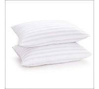 EHD Luxury Deluxe Striped Bounce Back Pillow Pairs Extra Filled Hotel Quality Pure Cotton Outer Cover Twin Pack Pillows For Great Night Sleep