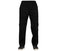 EHD Mens Elasticated Waist Smart Rugby Trousers Super Soft Comfortable Workwear Bottoms Straight Leg Casual Formal Golf Pants (34W / 27L, Black)